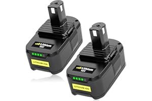 IBANTI 2X Remplacement pour Ryobi 18V Batterie 5.0Ah RB18L50 RB18L40 RB18L25 RB18L15 RB18L13 P108 P107 P122 P104 P105 P102 P103 (Noir Vert)