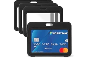OFFCUP 4x Porte Badge Plastique, Porte Carte Double Face Étanche Porte-badge D'identification pour Personnel de Bureau, Employé Étudiant Exposition Carte de Bus - Horizontaux