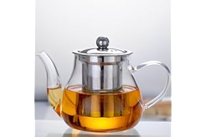 Cylora 800ml Théière en Verre Borosilicate avec Bobine de Filtre en Acier Inoxydable Amovible, Théière en Verre résistant à la Chaleur, pour le Thé Noir, Thé Vert, Thé en vrac, Thé à fleurs