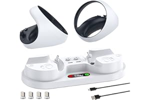 FemKey PS VR2 Controller Stazione di Ricarica, Stazione di Ricarica Veloce per PS5 VR2 Controller con 2 Porte Ricaricabili, Stazione di Ricarica Magnetica con Indicatore LED per gli Accessori PS VR2