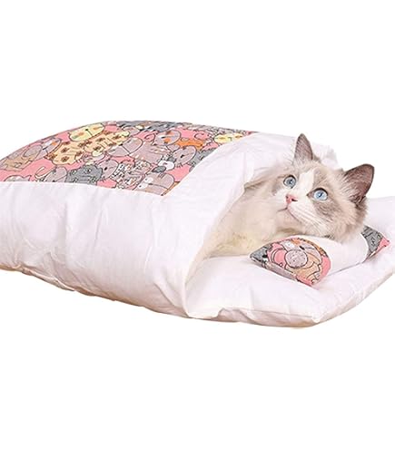 Champracer Katzenschlafsack Kuschelhöhle - Weiß M 44x37cm Für Katzen Bis 5kg