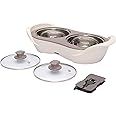 Jaypee Plus 1150 ml +1150 ml Stainless Steel Electric Casserole Set | Shockproof, Rustproof | 2 in 1 Electric Bowl for Food Warmer & Buffet Serve - (Ivory)