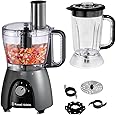 Russell Hobbs Food Processor [Blender/Chopper/Grinder/Vegetable Slicer] Electric Mixer (Kneading, Slicing, Chopping & Shredding, Dishwasher Safe Parts, 900W Peak power) Matte Charcoal 27111