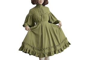BUKINIE Women's Girls Gothic Princess Cosplay Long Sleeve Renaissance Retro Sweet Lolita Dress Plus Size