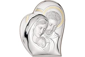 VALENTI & CO. Quadro Sacra Famiglia Argento Bilamina Gold Legno Misura 27X32 81050/5L