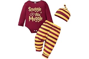 ASMEA Vestiti Neonato Maschio Body Personalizzati Neonato + Pantaloni a Righe + Cappello Vestito Harry Neonato Regalo Neonato Maschio Abito Bimbo Battesimo Abbigliamento Neonato 0-18 Mesi