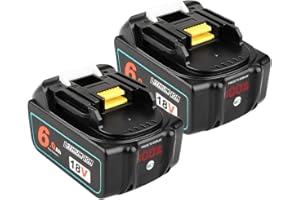 QUPERR 2-Pack 18V 6.0Ah Li-ion Replacement Batteries with Indicator (LED Display) Compatible with Makita 18V Battery BL1850 BL1850B BL1840 BL1830 BL1830B BL1860 BL1840B BL1845 BL1815 632B77 LXT