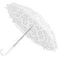 HERCHR Wedding Umbrella,Lace Umbrella,16.5x19.3inch Vintage Lace Parasol Wedding Bridal Umbrella Dance Props Umbrella, Lady Women Handmade White Lace Parasol Umbrella for Wedding Party Decoration