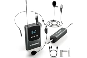 Phenyx Pro Single Digital Wireless Microphone System, w/ 1 Bodypack Transmitter, Mini Receiver,15 UHF Frequencies, Headset/Lapel Microphone for Singer, Karaoke, Church, Wedding (PDP-1-1B)