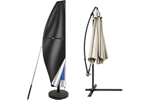 wiipara Sonnenschirm Schutzhülle mit Stab, Abdeckung für Sonnenschirm 2m bis 4m Große Ampelschirm Schutzhülle, UV-Schutz, Wetterfeste, Winddicht und Schneesicher, 280x30/81/46cm