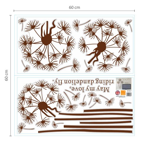 Pusteblume Im Wind II (Sienna) Vinyl Wand Sticker Aufkleber Heim Dekoration - 5