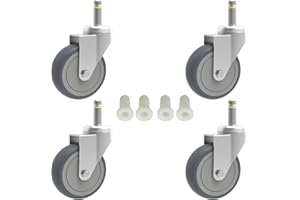 RILIDRI 2-Inch Swivel Stem Caster, 7/16-Inch Stem Diameter Rubber Wheel, Thermoplastic Rubber TPR Replacement Wheels - 4 Pack