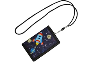 GEAANEN Portafoglio Bambino,Portafogli con Cordoncino,Portafoglio per Bambini a Tre Pieghe,Mini Portafoglio con Tasca con Cerniera,Casual,per Bambini, Ragazzi E Ragazze (modello a razzo)