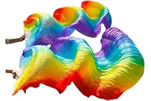 Leemiman 1 paire de voiles de danse du ventre 100 % soie bambou 1,8 m de long (L + R)