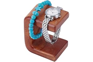 HOBBIESAY 1Pc Wood Watch Display Stand Saddle Brown Watch Bracelet Storage Stand Jewelry Holder Organizer for Men Women Watches Jewelry Bracelet Bangle Organiser and Display