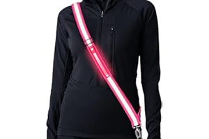 SIMKET Lauflicht Joggen mit Reflektoren Gürtel, LED Lauflampe USB Aufladbar Verstellbar Nacht Sicherheitslicht Laufgürtel für Joggen Laufen Running Fahrradfahren Hundewandern Outdoor Sports