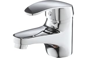 Eridanus Bathroom Basin Tap, Monoblock Sink Mixer Tap for Lavatory, Single Lever Single Lever Hot and Cold Mixer Faucet, Polished Chrome