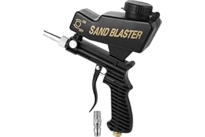FLEARITZO Portable Pneumatic Sandblasting Gun - Multifunctional Compressed Air Sand Blaster Machine Small Hand-Held Sandblasting Device Suitable for Removing Paint Rust Stains (Black)