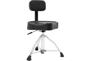 Donened - Sgabello imbottito per batteria, sgabello regolabile con schienale, altezza regolabile 45-60 cm