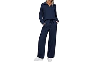 Aottori Tuta Sportiva Donna Completa Due Pezzi Tuta da Ginnastica Elegante Felpa Manica Lunga e Pantaloni con Tasche e Coulisse Pigiama Set Autunno Invernale