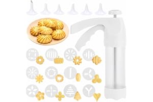 MELLYSTORE Pressa Biscotti,Pistola Sparabiscotti,Siringa per Dolci Professionale,Pistola per Dolci con 12 Dischi Biscotti, 6 Ugelli Siringa,Sparabiscotti per Preparazione Fai da Dolci e Decorazioni Torte