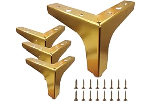 Mimhooy 4 Inch Furniture Legs Set of 4 Metal Furniture Legs Modern Triangle Feet Luxury Gold for Sofa Cabinet Cupboard Couch Chair Ottoman