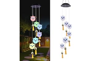 YZYOE Cute Solar Owl Wind Chime Decorative Light，Animal Wind Chimes with Bells， A Gift for Friends with Movable LED Colorful Outdoor Decorative Lights.