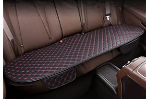 YUNZLAN Universal Leather Car Seat Cover/Protector, Front/Rear car cushion Car Seat Pad/mat with Non-slip Bottom,rear seat -black&red