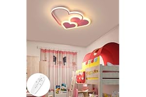 GUANSHAN 3D Plafoniera Led Cuori Creativi Dimmerazione Continua Lampada da Soffitto Illuminazione per Ragazzi Ragazze Camera da Letto Scuola Materna con Telecomando, 30W