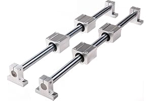 Coavoo 2 guides linéaires Ø 8 mm x 400 mm, barres rondes, droites, diamètre : 8 mm, arbre de précision horizontal, roulement linéaire, 4 blocs de roulement SCS8UU + 4 supports SK8, kit de rails de