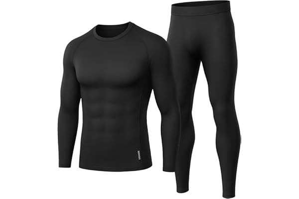BENNIES Ropa Interior Térmica Hombre, Camiseta Térmica Hombre Ropa Termica Hombre Frio Conjunto Termico Pantalones Termicos Invierno Termicas Manga Larga para Running Esquí Ciclismo Fitness Negro