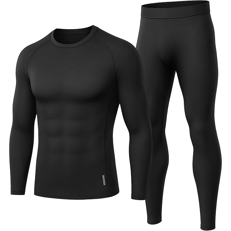 UNIQUEBELLA Thermisch ondergoed voor heren, lange mouwen, lange onderbroek, thermische onderlaag, met fleece gevoerd, sneldrogend, Zwart, XL UNIQUEBELLA Thermisch ondergoed voor heren, lange mouwen, lange onderbroek, thermische onderlaag, met fleece gevoerd, sneldrogend, Zwart, XL