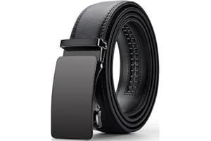 Oyifan Black Leather Belts for Men, Auto Sliding Ratchet Belts Dress Casual BeltsComfort Click Belts