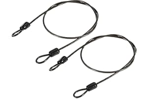 TOP-VIGOR 2Pcs Security Steel Cable, 2.5mm x 0.5m / 1.64ft Coated Safety Wire Rope Double Loop Flexible Security Cable Lock for Outdoor Travel Luggage Bike, Black