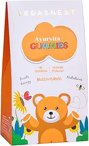 VEDASNEST Ayurvita Multimineral & Multivitamin Jelly Gummies for Kids, Teenagers, and Adults- Boost Energy || Nutritious - 30 Vegetarian Gluten-Free Gummies (100g) Orange Flavour