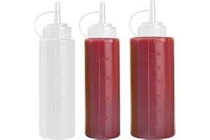 INCNMAD Bottiglia Squeeze di Plastica 3 Pezzi Squeeze Bottle Trasparente Condimento Dispenser Flacone Dosatore con Tappi Bottiglia Olio, per Ketchup Senape Mayo Salse piccanti Olio d'oliva (240+360ml)