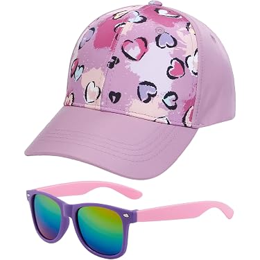 Ensemble Casquette + Lunettes De Soleil Enfant Fille - Chapeau Baseball Réglable Et Protection UV