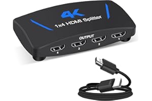 AVEDIO LINKS Rozdzielacz HDMI 1 w 4 - 4K, Full HD 1080P i 3D, Splitter 1 na 4, Kompatybilny z Xbox PS3/4 Roku Blu-Ray Player HDTV