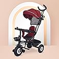R for Rabbit Tiny Toes T40 Plus Tricycles for Kids with Premium Rubber Wheels, 360° Rotatable Seat, Storage Basket & Canopy | Baby Trike Cycle for 1.5 to 5 Years, Upto 25 Kg Boy & Girl (Maroon Black)