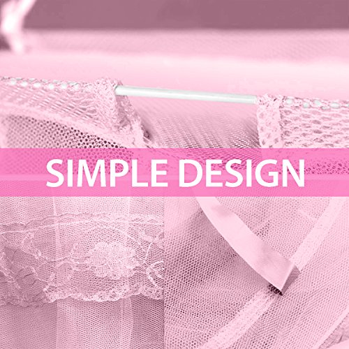 Mture Moskitonetz, Fliegennetz Mückennetz Insektennetz Spitze Betthimmel Moskitonetzen Rund Moskitonetz für Einzel – oder Doppelbetten Indoor or Outdoor Travel (Rosa) - 5