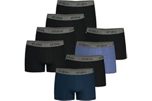 Athena - Lot de 8 Boxers Homme Ecopack - Boxers Coton Stretch Respirant - Label OEKO-TEX® standard 100 - Coupe Ergonomique, Doublure Avant, Confort et Maintien