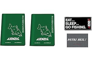 blntackle76 Set Fischereischein - Ausweismappe für Angelpapiere von Jenzi + gratis Aufkleber eat Sleep go Fishing Petri Heil (Set #2, 2 x Tasche+1 xaufkleber Eat + 1x Aufkleber Petri)