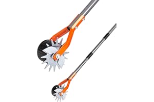 Walensee Wheel Rotary Edger, 69.7 Inch Hand Manual Edger Lawn Tool with Adjustable Stainless Steel Handle, Trimming Grass Weed Edger with Cushion Grip for Garden Sidewalks Driveways and Landscaping