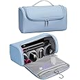 MAYCREATE Polyurethane (PU) Travel Storage Bag For Dyson Air Wrap Holder Hair Styler Organizer For Airwrap Attachments Portable Storage Bag With Hanging Hook, Blue(Bag Only)
