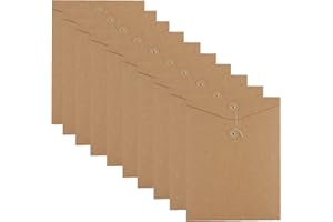 CCOMAGE 10 Pcs A4 Kraft Paper Envelopes File Folders with String Closure Portfolio Foolscap Paper Organiser Portable Project Pockets Document Wallet Storage Pouch Bills Receipt Bag for Office School Home