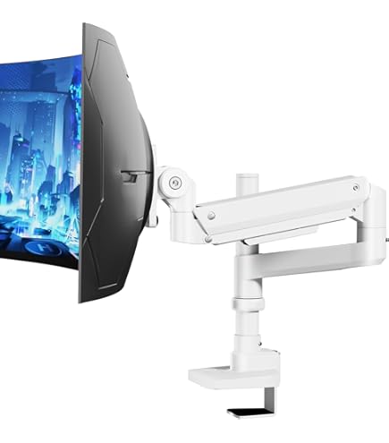 ULTRARM Zware 57 Monitorarm – In Hoogte Verstelbare Pneumatische Bureausteun, VESA 75x75/100x100, Tot 20 kg, Wit, MA20PW-S