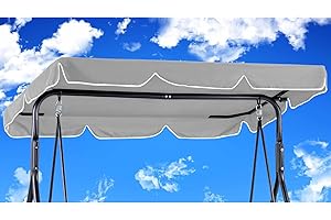 KRRRSJDJ Toit de Rechange pour Balancelle de Jardin210 x145cm Imperméables,Balançoire de Jardin Auvent Pivotant Coupe Vent,Toile de Rechange pour Balancelle Jardin Exterieur,Tissu en Polyester (210*145cm,Gris)