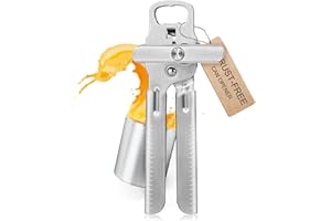 Sopito Apriscatole Manuale in Acciaio Inox, 2 in 1 Apriscatole Professionale/Apri Barattoli per Facile Utilizzo - Impugnatura Comoda, Lama Affilata e Bordo di Taglio Liscio