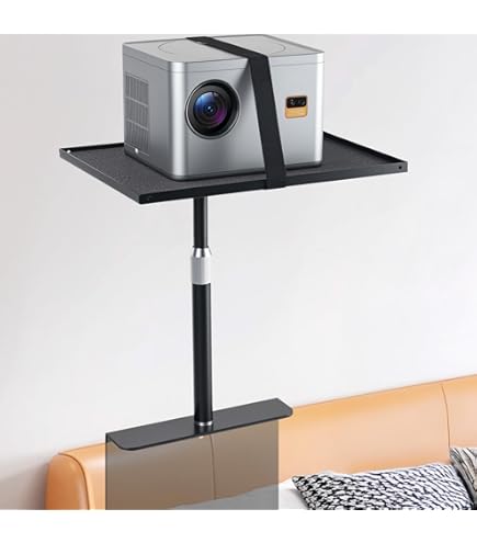 POLESTO Projector mount, universal projector stand, height adjustable from 35 to 50 inches with 360° angle rotation, 2-in-1 design for space saving