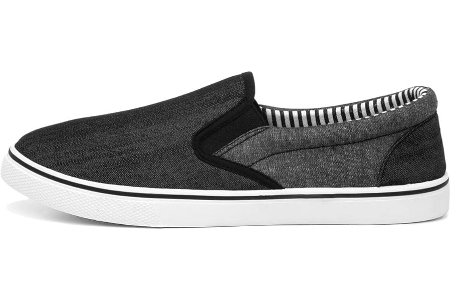 Red Fish Mens Black Slip On Casual Canvas